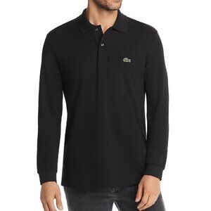 Lacoste Men's Long Sleeve Classic Fit Pique Cotton Polo Shirt Croc Logo Black XL